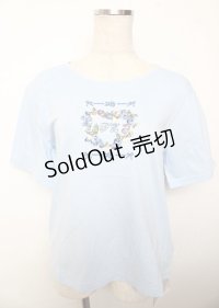 PINK HOUSE / ブルーベリー刺繍カットソー L サックス Y-25-10-07-044-LO-TO-SZ-ZT229