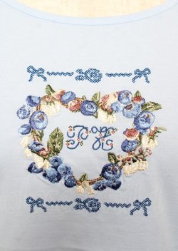 画像3: PINK HOUSE / ブルーベリー刺繍カットソー L サックス Y-25-10-07-044-LO-TO-SZ-ZY