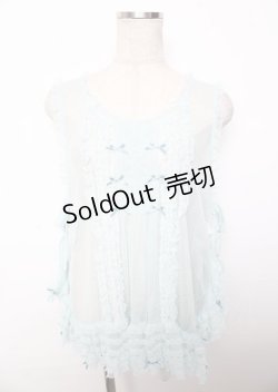 画像1: PINK HOUSE / ドットチュールタブリエ F サックス Y-25-10-07-046-LO-TO-SZ-ZY