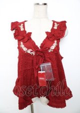 PINK HOUSE / エターナルローズ刺繍ベスト F 赤 Y-25-10-07-007-LO-TO-SZ-ZY