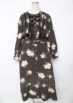 画像1: INGEBORG / カメリアとドットのワンピース F 黒 Y-25-10-07-050-LO-OP-SZ-ZY
