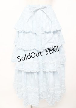 画像1: PINK HOUSE / ピコフリルリボンティアードスカート F サックス Y-25-10-07-064-LO-SK-SZ-ZY