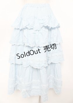 画像2: PINK HOUSE / ピコフリルリボンティアードスカート F サックス Y-25-10-07-064-LO-SK-SZ-ZY