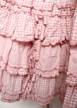 画像4: PINK HOUSE / ギンガムチェックパッチワークフリルスカート F ピンク Y-25-10-07-065-LO-SK-SZ-ZY