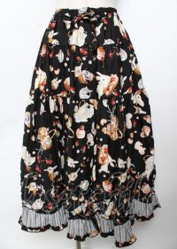 PINK HOUSE / スイーツスプリングバニープリントパッチワークスカート F 黒 Y-25-10-07-066-LO-OP-SZ-ZY