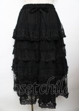 PINK HOUSE / ドットチュール×オリジナルローズチュールレーススカート F 黒 Y-25-10-07-067-LO-SK-SZ-ZY