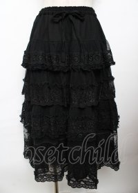 PINK HOUSE / ドットチュール×オリジナルローズチュールレーススカート F 黒 Y-25-10-07-067-LO-SK-SZ-ZY