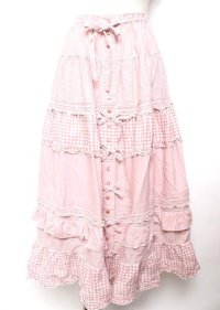 PINK HOUSE / ギンガムチェックスカート  ピンク Y-25-10-07-073-LO-SK-SZ-ZY