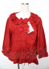 PINK HOUSE / リボン付きローンフリルオーバーブラウス F 赤 Y-25-10-07-009-LO-BL-SZ-ZY