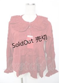 PINK HOUSE / リボンブローチ付きローンブラウス F 赤 Y-25-10-07-010-LO-BL-SZ-ZY