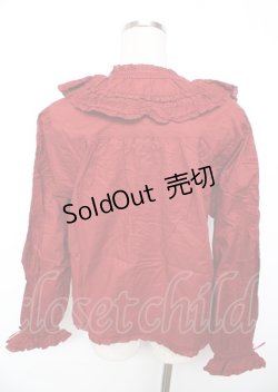 画像2: PINK HOUSE / リボンブローチ付きローンブラウス F 赤 Y-25-10-07-010-LO-BL-SZ-ZY