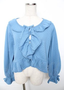 画像1: PINK HOUSE / 透かし柄ボレロ風カーディガン F ブルー Y-25-10-07-002-LO-TO-SZ-ZY