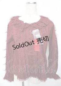 PINK HOUSE / レース&リボン使いローンブラウス F ボルドー Y-25-10-07-012-LO-BL-SZ-ZY