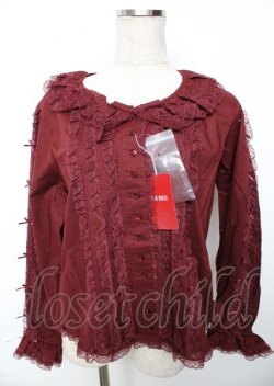 画像1: PINK HOUSE / レース&リボン使いローンブラウス F ボルドー Y-25-10-07-012-LO-BL-SZ-ZY