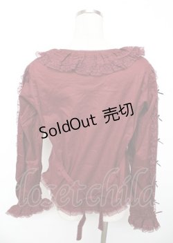 画像2: PINK HOUSE / レース&リボン使いローンブラウス F ボルドー Y-25-10-07-012-LO-BL-SZ-ZY
