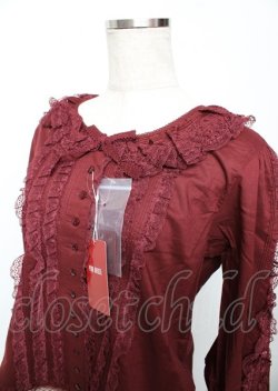 画像3: PINK HOUSE / レース&リボン使いローンブラウス F ボルドー Y-25-10-07-012-LO-BL-SZ-ZY