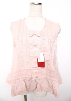 画像1: PINK HOUSE / リボンいっぱいノースリーブブラウス F ピンク Y-25-10-07-003-LO-BL-SZ-ZY