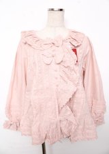 PINK HOUSE / リボン付きローンフリルオーバーブラウス F ピンク Y-25-10-07-016-LO-BL-SZ-ZY