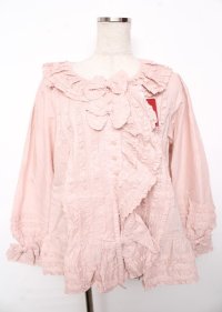 PINK HOUSE / リボン付きローンフリルオーバーブラウス F ピンク Y-25-10-07-016-LO-BL-SZ-ZY