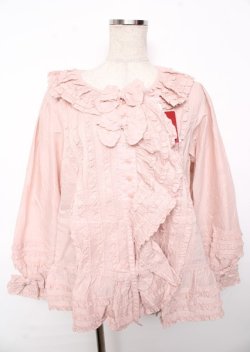 画像1: PINK HOUSE / リボン付きローンフリルオーバーブラウス F ピンク Y-25-10-07-016-LO-BL-SZ-ZY