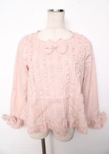 PINK HOUSE / フリルいっぱいローンブラウス F ピンク Y-25-10-07-020-LO-BL-SZ-ZY