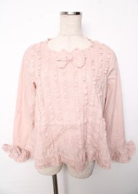 PINK HOUSE / フリルいっぱいローンブラウス F ピンク Y-25-10-07-020-LO-BL-SZ-ZY