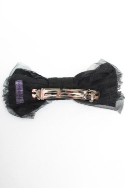 画像2: Angelic Pretty / チュールリボンパールバレッタ  黒 Y-25-10-10-005-AP-AC-SZ-ZY