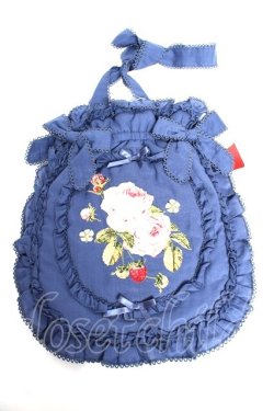 画像1: PINK HOUSE / Berry Rose刺繍アップリケ付きフリルポシェット  ブルー Y-25-10-10-066-LO-BG-SZ-ZY