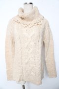axes femme / 襟レース使いニットタートル M ベージュ Y-25-10-10-077-AX-TO-SZ-ZY