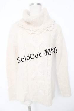 画像1: axes femme / 襟レース使いニットタートル M ベージュ Y-25-10-10-077-AX-TO-SZ-ZI