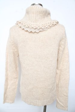 画像2: axes femme / 襟レース使いニットタートル M ベージュ Y-25-10-10-077-AX-TO-SZ-ZY