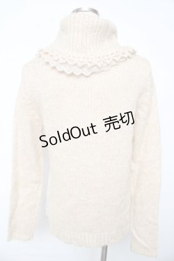 画像2: axes femme / 襟レース使いニットタートル M ベージュ Y-25-10-10-077-AX-TO-SZ-ZI
