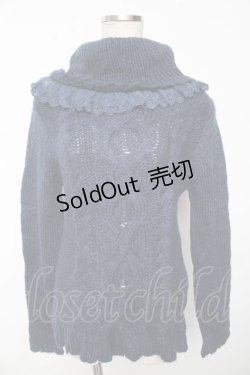 画像1: axes femme / 襟レース使いニットタートル M 紺 Y-25-10-10-078-AX-TO-SZ-ZI