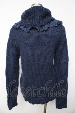 画像2: axes femme / 襟レース使いニットタートル M 紺 Y-25-10-10-078-AX-TO-SZ-ZY