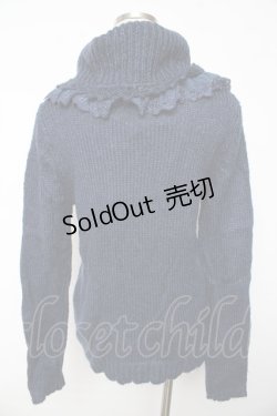 画像2: axes femme / 襟レース使いニットタートル M 紺 Y-25-10-10-078-AX-TO-SZ-ZI