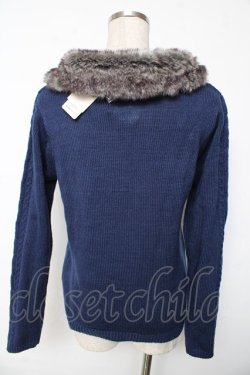 画像2: axes femme / トランプ柄ニットプルオーバー M 紺 Y-25-10-10-079-AX-TO-SZ-ZY