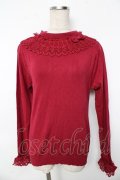 axes femme kawaii / レーシーフリルニットプル M ワイン Y-25-10-10-080-AX-TO-SZ-ZY