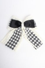 画像1: 【SALE】m petit by misako / TT*AMリボンクリップ  中黒 Y-25-10-10-008-LO-AC-SZ-ZT488-F002 (1)
