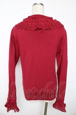 画像2: axes femme kawaii / レーシーフリルニットプル M ワイン Y-25-10-10-080-AX-TO-SZ-ZY