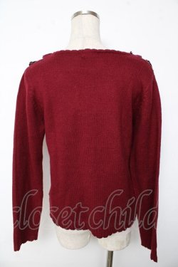 画像2: axes femme / リボンデザインニットプルオーバー M ワイン Y-25-10-10-081-AX-TO-SZ-ZY