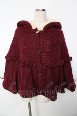 画像1: axes femme POETIQUE / 裏ボアスピンドルケープ M ワイン Y-25-10-10-086-AX-CO-SZ-ZY