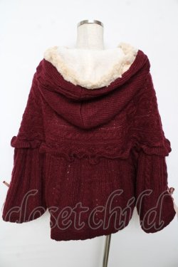 画像2: axes femme POETIQUE / 裏ボアスピンドルケープ M ワイン Y-25-10-10-086-AX-CO-SZ-ZY