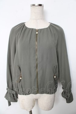 画像1: axes femme / ゆれパールギャザーブルゾン M グリーン Y-25-10-10-087-AX-JA-SZ-ZY