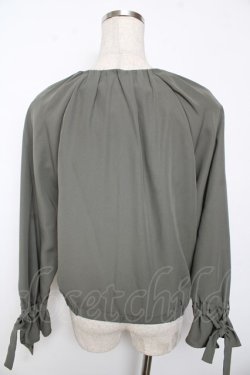 画像2: axes femme / ゆれパールギャザーブルゾン M グリーン Y-25-10-10-087-AX-JA-SZ-ZY
