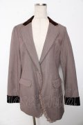 axes femme / ベロア使いロングジャケット M 茶 Y-25-10-10-088-AX-JA-SZ-ZY