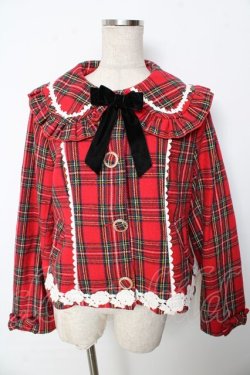 画像1: axes femme kawaii / ガーリーリボンショートコート M 赤 Y-25-10-10-091-AX-CO-SZ-ZY