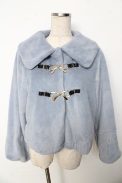 画像1: axes femme POETIQUE / リボン金具ファーコート M サックス Y-25-10-10-094-AX-CO-SZ-ZY