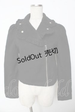 画像1: Ank Rouge / フリルライダースジャケット  黒 Y-25-10-10-100-CA-JA-SZ-ZY