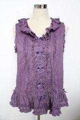 PINK HOUSE / リボン使いローンフリルベスト F ラベンダー Y-25-10-10-107-LO-TO-SZ-ZY