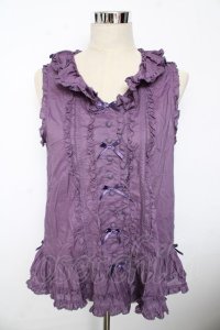 PINK HOUSE / リボン使いローンフリルベスト F ラベンダー Y-25-10-10-107-LO-TO-SZ-ZY